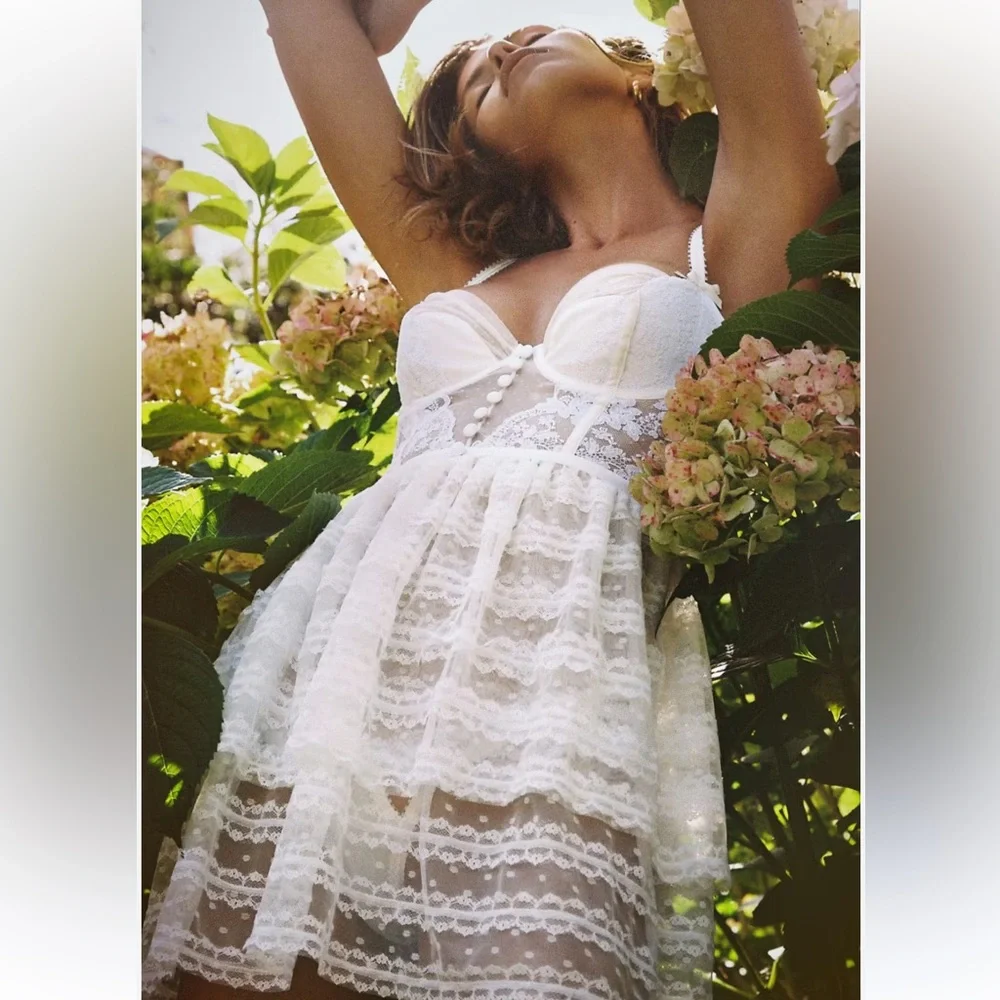 For Love and Lemons Love Story Slip Dress in White size XS NEW $159 VS Bride - Picture 3 of 16